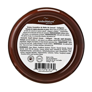 Andes Nature Cosmetic Snail Extract Cream, Baba De Caracol, 5.1 Oz