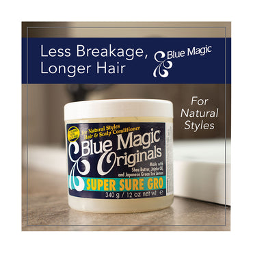 Blue Magic Originals Super Sure Gro For 100% Natural Styles Hair And Scalp Conditioner, 12 oz