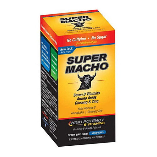 Super Macho High Potency B Vitamins Softgels, 50 Ea