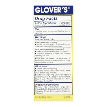 Glovers Dandruff Control Medicine Floral Fragrance, 2.75 Oz