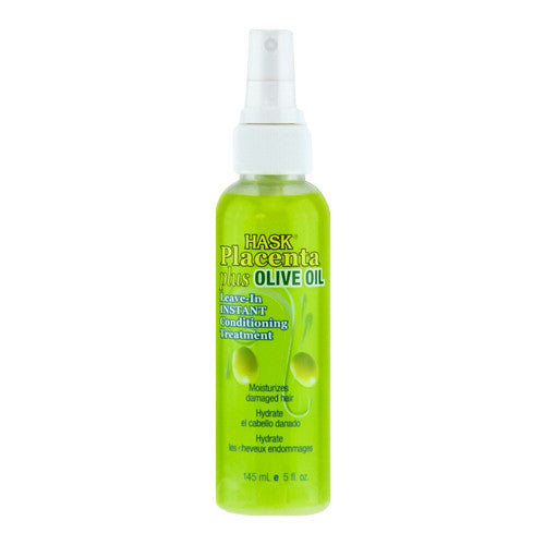 Hask Placenta Leave in Conditioning Hair Care Treatment with Olive Oil Spray, 5 Oz