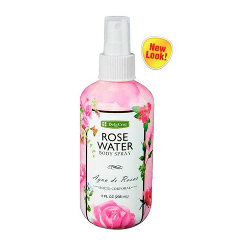 De La Cruz Rose Water Body Splash Agua De Rosa Body Splash, 8 Oz