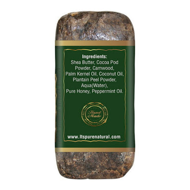 Its Pure Natural African Black Soap Bars with Tea Tree Oil Organic Raw Soap, 6 Oz