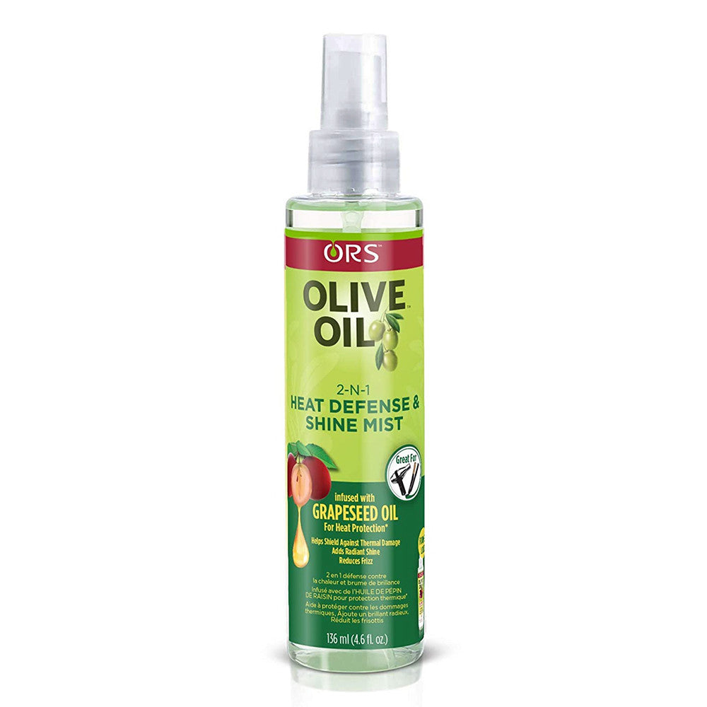 ORS Olive Oil with Grapeseed Oil 2 N 1 Heat Defense and Shine Mist for Hair Spray, 4.6 Oz