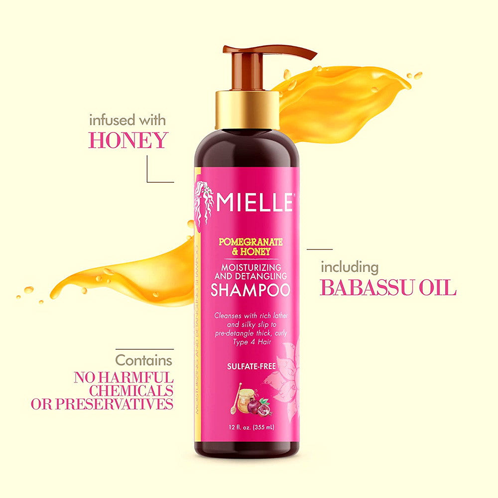 Mielle Organics Pomegranate & Honey Moisturizing and Detangling Shampoo, 12 Oz