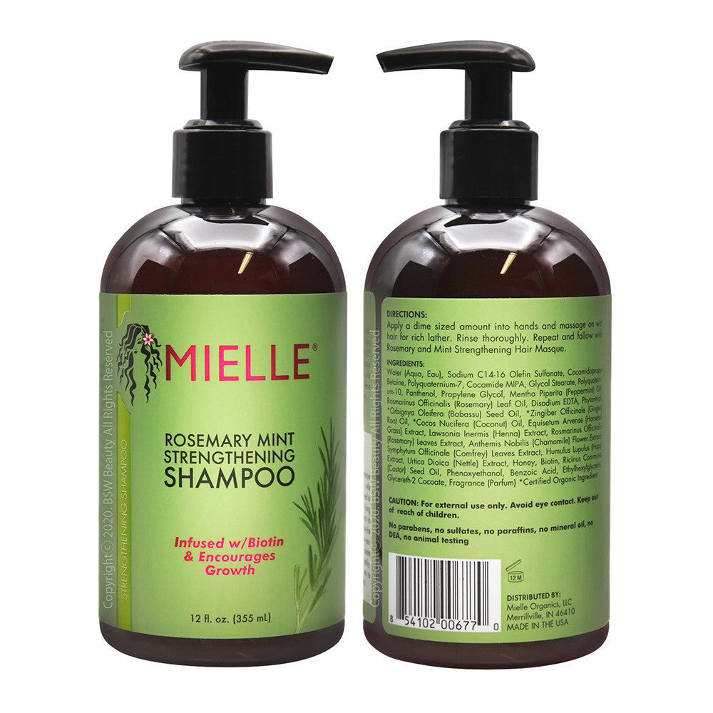 Mielle Organics Rosemary Mint Strengthening Shampoo, 12 Oz