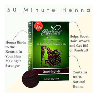 Burgundy Rich Conditioning Semi-Permanent Hair Color by Reshma Henna Natural, 1.5 Oz