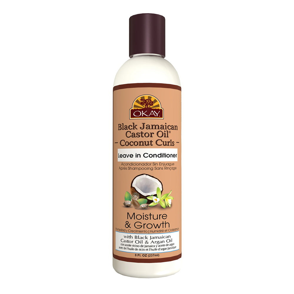 Okay Black Jamaican Castor Oil Leave In Conditioner, Coconut, 8 Oz