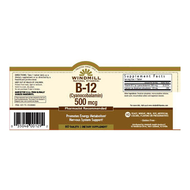 Windmill Natural Vitamin B-12 500 Mcg Tablets - 60 Ea