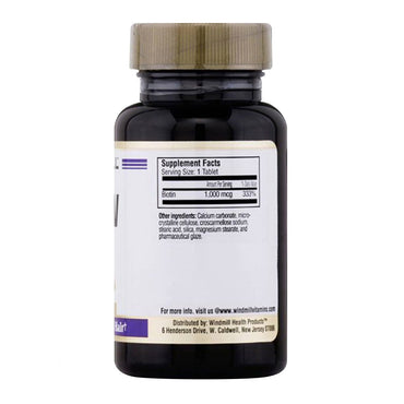 Biotin 1000 Mcg Dietary Supplement Tablets By Windmill - 60 Ea