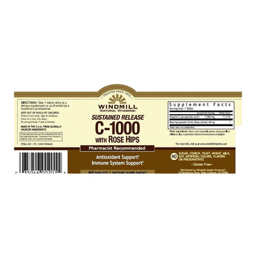 Windmill Natural Vitamin C 1000 Mg With Timed Released Tablets - 60 Ea