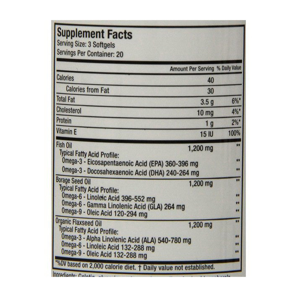 Omega Works Omega 3-6-9 Fish Oil With Flax And Borage Seed Softgels, 60 Ea