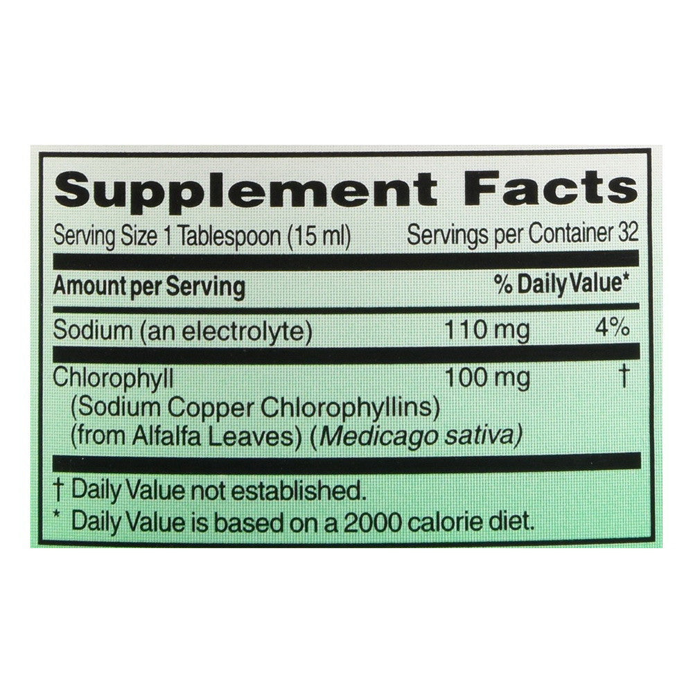 World Organics Liquid Chlorophyll Supplement, 100 mg, 16 Oz