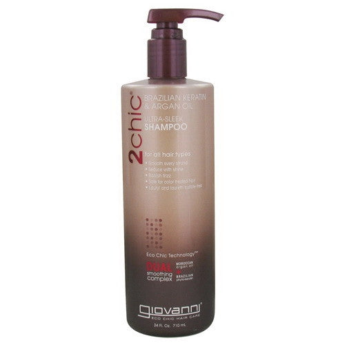 Giovanni 2Chic Brazilian Keratin And Argan Oil Ultra-Sleek Shampoo - 24 Oz