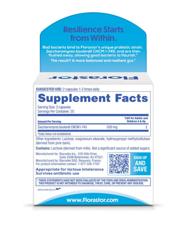 Florastor Probiotic Maximum Strength Capsules, 50 Ea