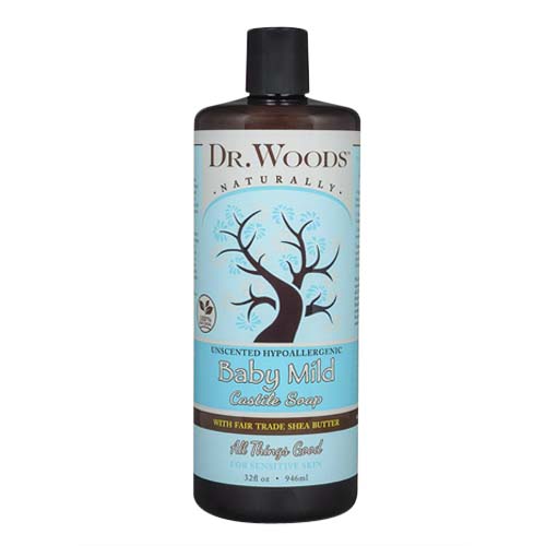 Dr Woods Baby Mild Castile Soap Liquid Refreshing Clean and Effortless Rinsing for All Skin Types 32Oz (946ml)