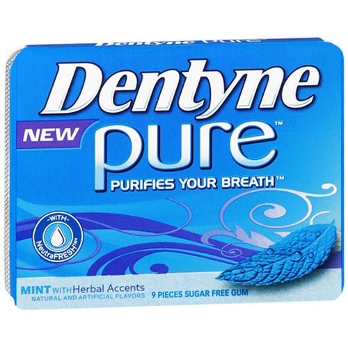 Dentyne Pure Gum Sugar Free Mint With Herbal Accents, 9 Ea, 10 Pack