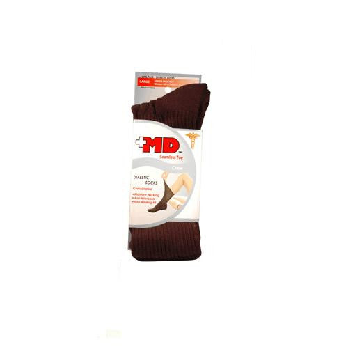 Md Diabetic Seamless Toe Black Crew Socks, Large, Unisex - 1 Pr