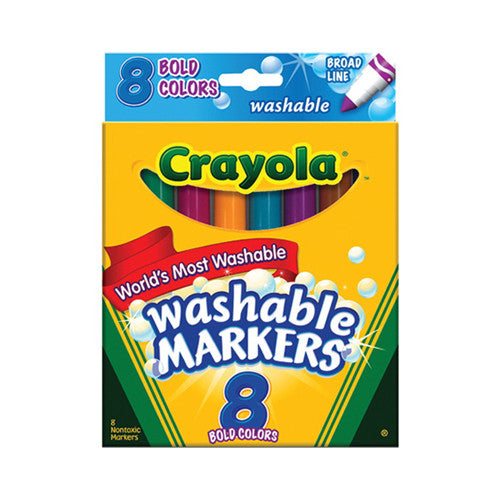 Crayola Broad Line Washable Markers, Bold Colors - 8 Ea