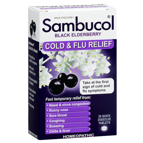 Sambucol Black Elderberry Cold And Flu Relief Tablets - 30 Ea