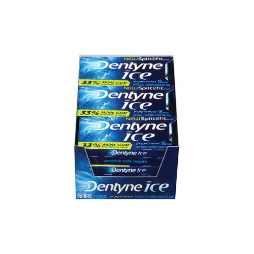 Dentyne Ice New Split2Fit Sugar Free Peppermint Gums - 16 Ea, 9 Pack