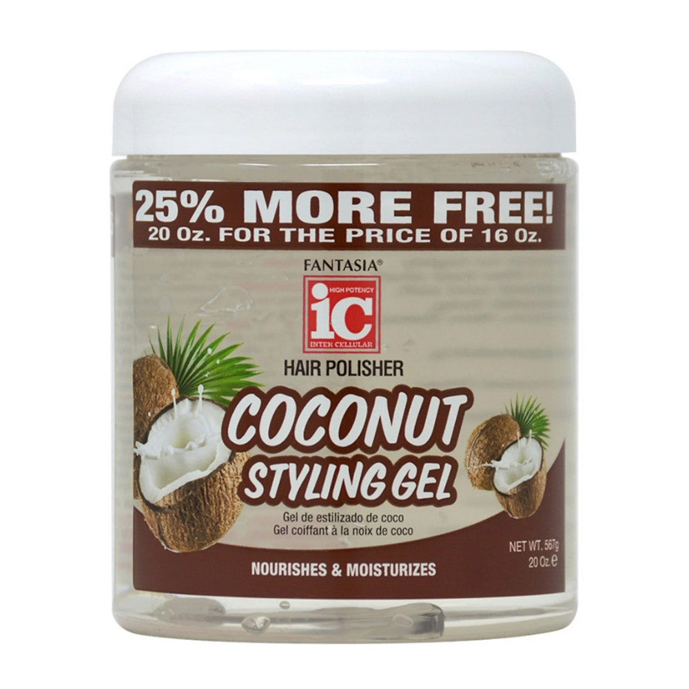 Fantasia IC Hair Polisher Coconut Styling Gel, 20 Oz
