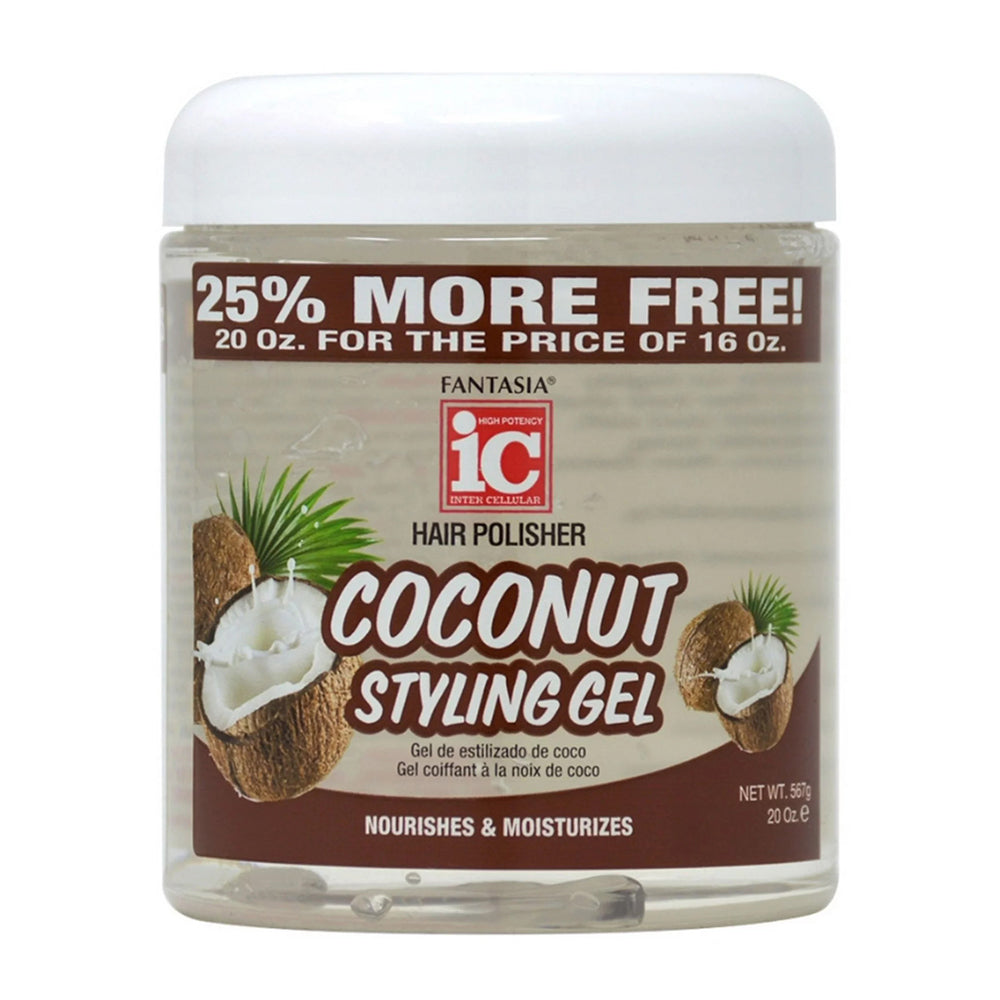 Fantasia Coconut Hair Styling Gel for Moisture Manageability and Shine 20Oz (567g)