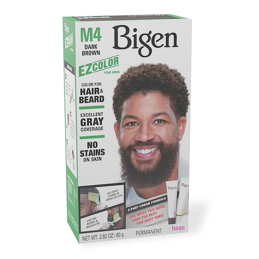 Bigen Men Excellent Gray Coverage Permanent Hair and Beard Color, M4 Dark Brown, 1 Ea