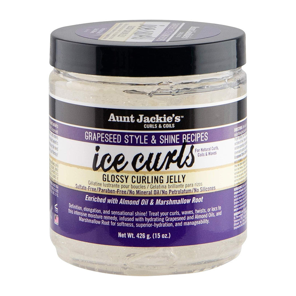 Aunt Jackies Grapeseed Style and Shine Recipes Ice Curls Glossy Curling Jelly, 15 Oz