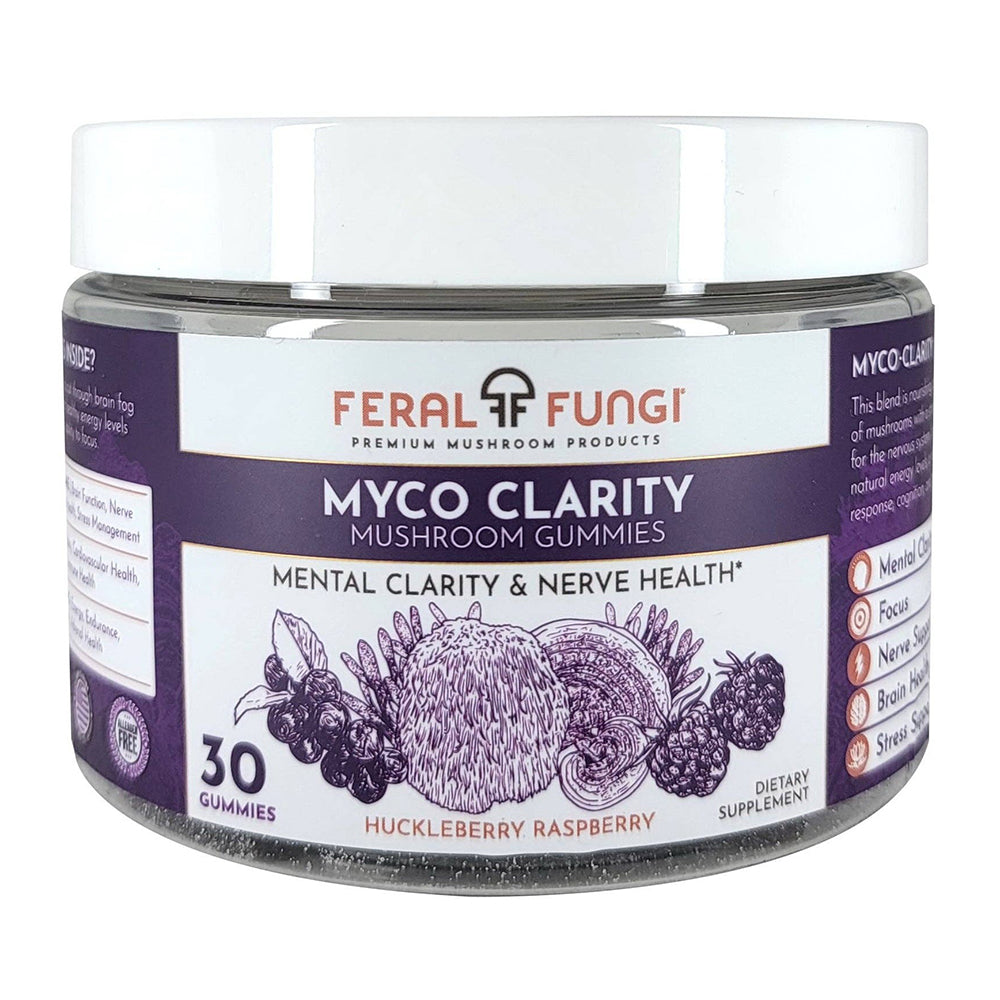 Feral Fungi Myco Clarity Mushroom Huckleberry and Raspberry Gummies 30Ea