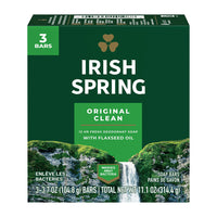 Irish Spring Original Clean and Fresh Deodorant Soap 3 Bar Pack, 18 Ea