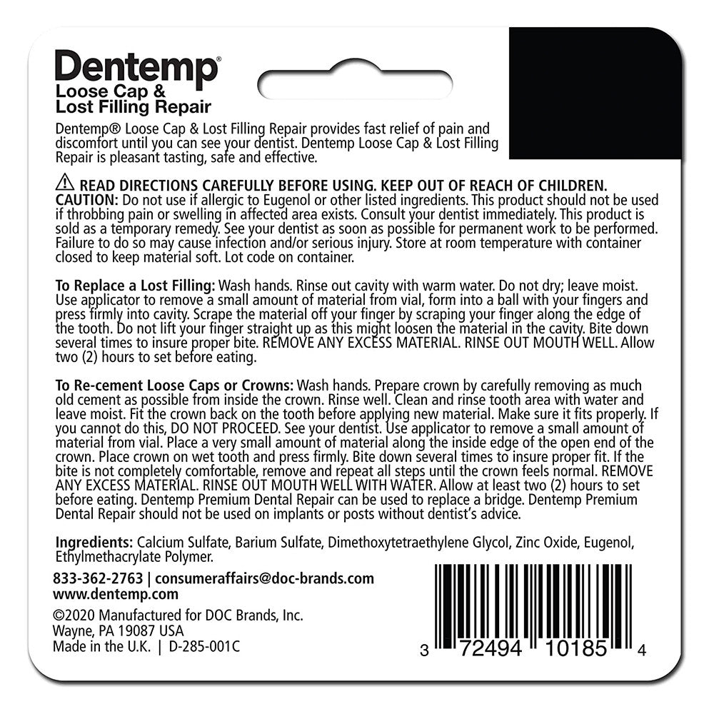 Dentemp Maximum Strength Loose Cap And Lost Filling Repair Set, 1 Ea