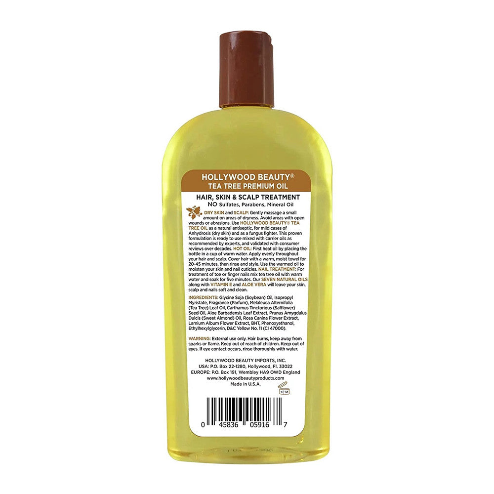 Hollywood Beauty Tea Tree Premium Oil for Skin, Hair and Scalp, 16 Oz