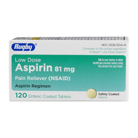 Rugby Aspirin 81 Mg Low Dose Pain Reliever Enteric Coated Tablets, 120 Ea