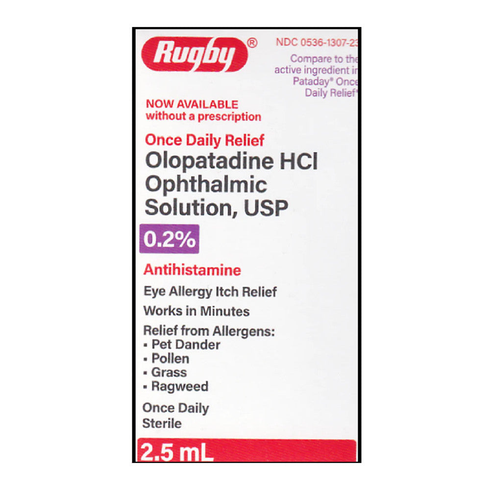 Rugby Once Daily Olopatadine Hcl Opthalmic Solution USP 0.2 Percent Antihistamine, Eye Itch Relief, 1 Ea