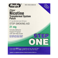 Rugby Step 1 Clear Nicotine Transdermal System 21 mg, Stop Smoking Aid Patches, 7 Ea