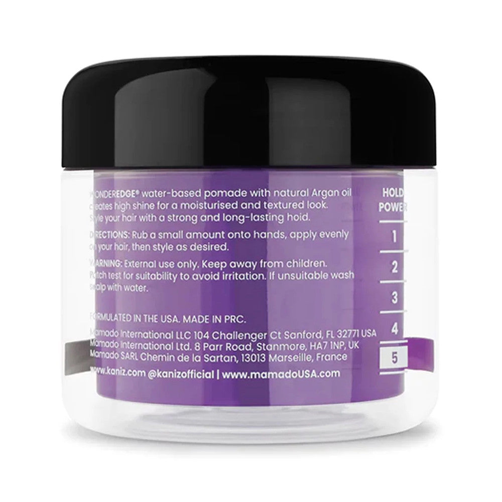 Kaniz Wonder Edge Strong Hold Water Based Pomade with Argan Oil, Grape, 4 Oz