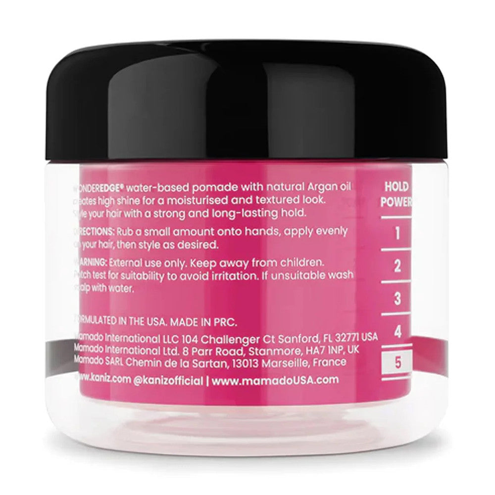 Kaniz Wonder Edge Strong Hold Water Based Pomade with Argan Oil, Raspberry, 4 Oz
