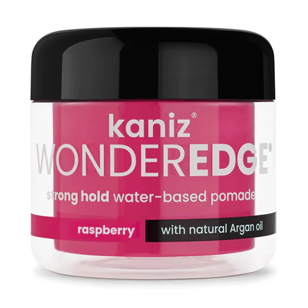 Kaniz Wonder Edge Strong Hold Water Based Pomade with Argan Oil, Raspberry, 4 Oz