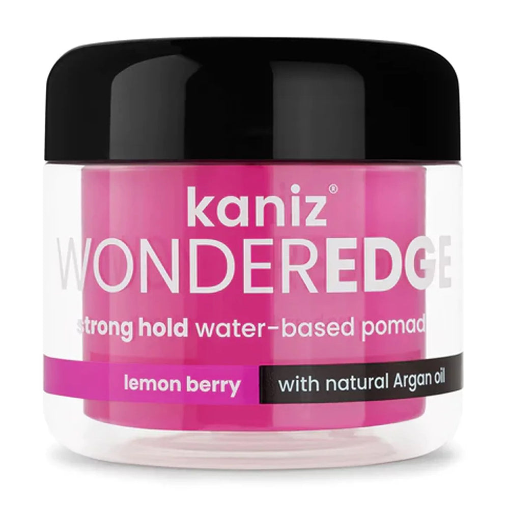 Kaniz Wonder Edge Strong Hold Water Based Pomade with Argan Oil, Lemon Berry, 4 Oz