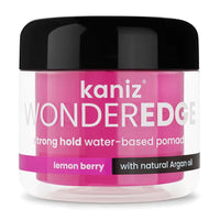Kaniz Wonder Edge Strong Hold Water Based Pomade with Argan Oil, Lemon Berry, 4 Oz