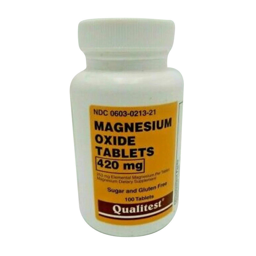 Qualitest Magnesium Oxide 420 Mg Sugar Free Tablets, 100 Ea