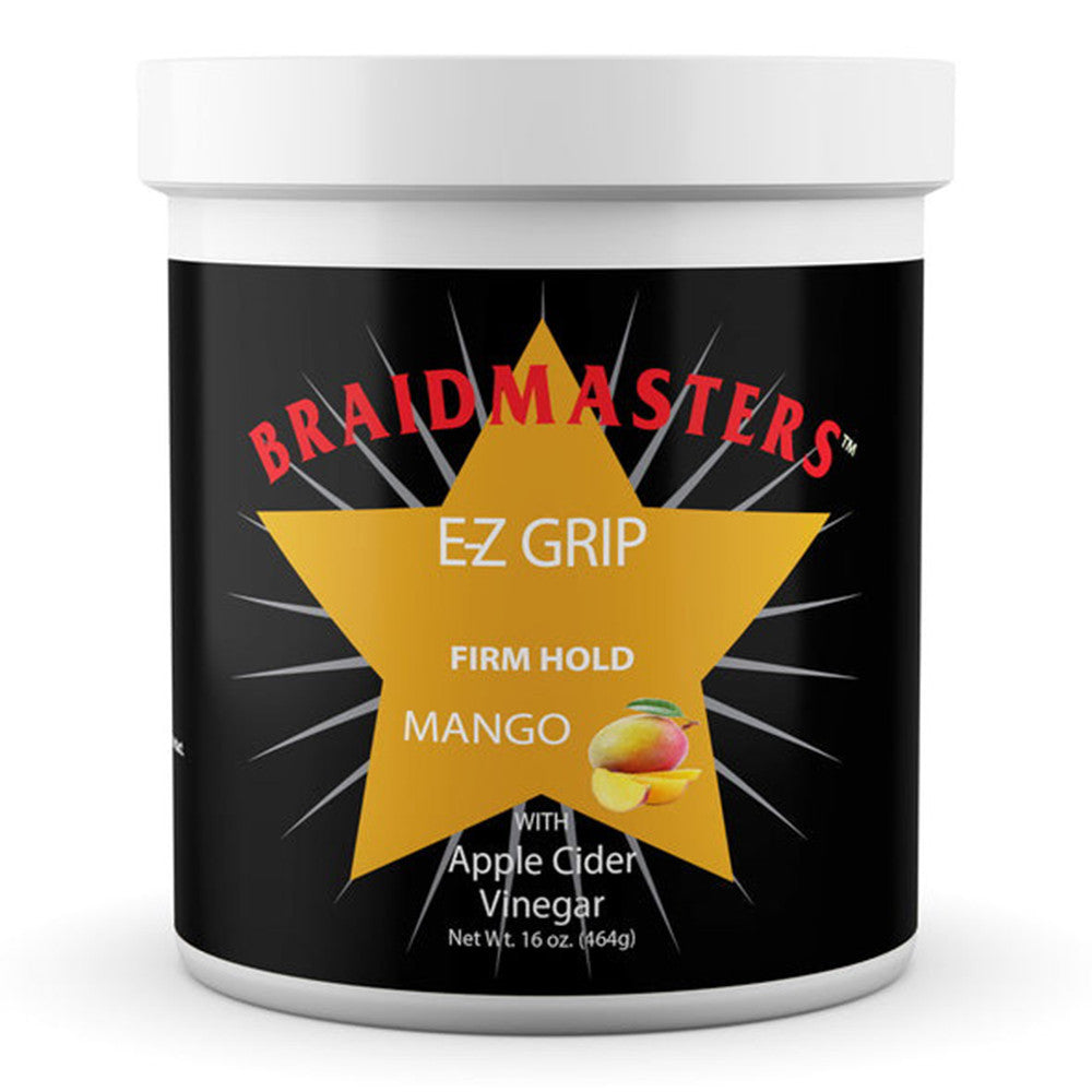 Braidmasters E-Z Grip Braid and Loc Gel Firm Hold Mango Tango with Apple Cider Vinegar, 16 Oz
