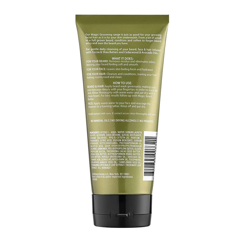 Magic Grooming Beard 3 in 1 Beard, face and Hair Wash with Cocoa and Shea Butter, 6.8 Oz
