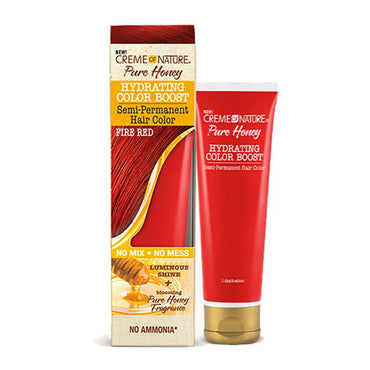 Creme Of Nature Pure Honey Hydrating Color Boost Semi Permanent Hair Color, Fire Red, 3 Oz