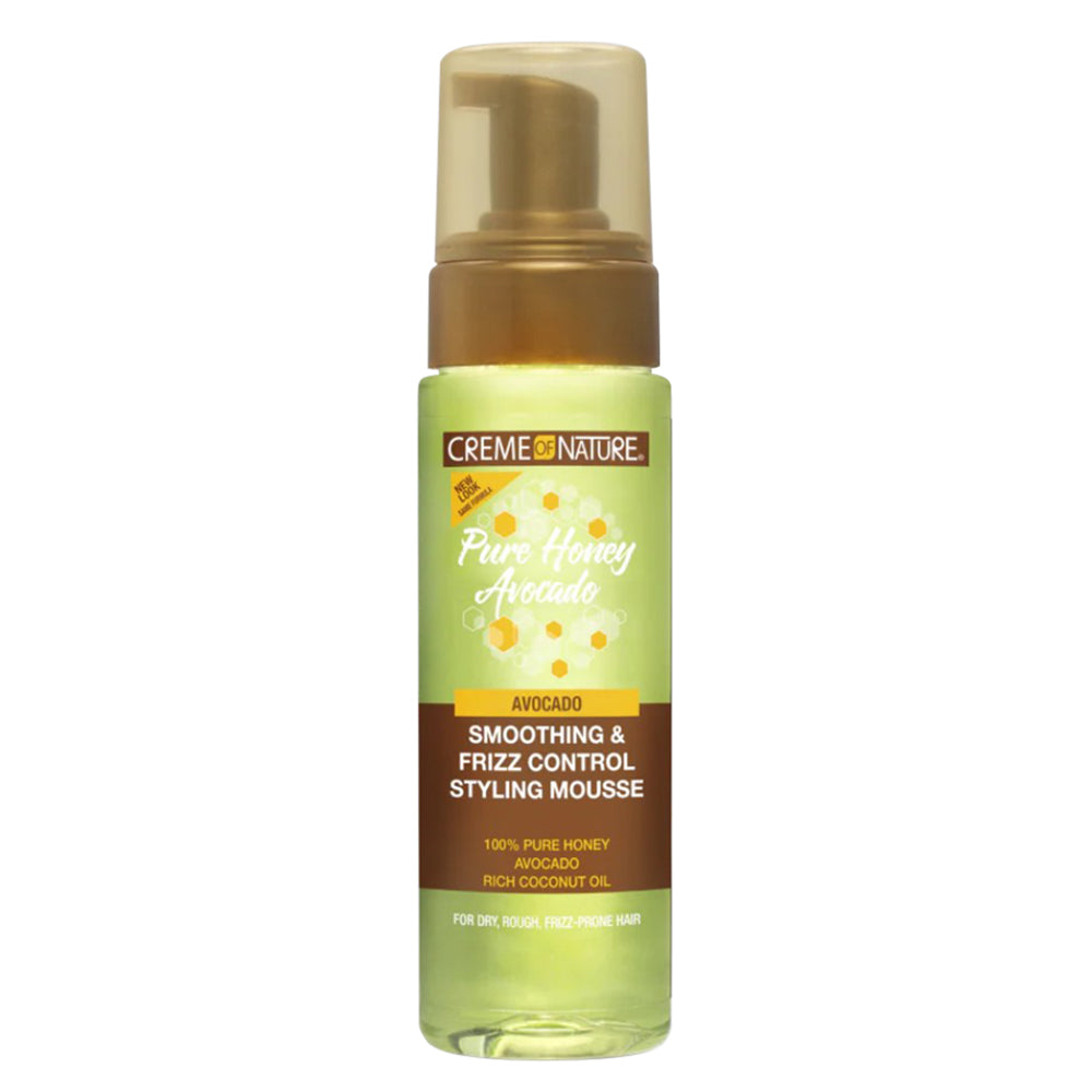 Creme of Nature Pure Honey Hair Food Smoothing and Frizz Control Styling Mousse for Dry Rough Frizz Prone Hair 7Oz (207ml)
