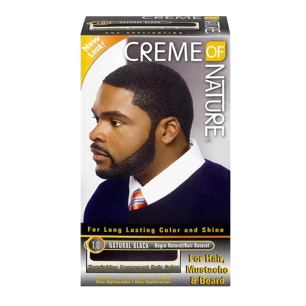 Creme of Nature Permanent Long Lasting Color for Hair, Mustache and Beard, Natural Black, 1 Ea