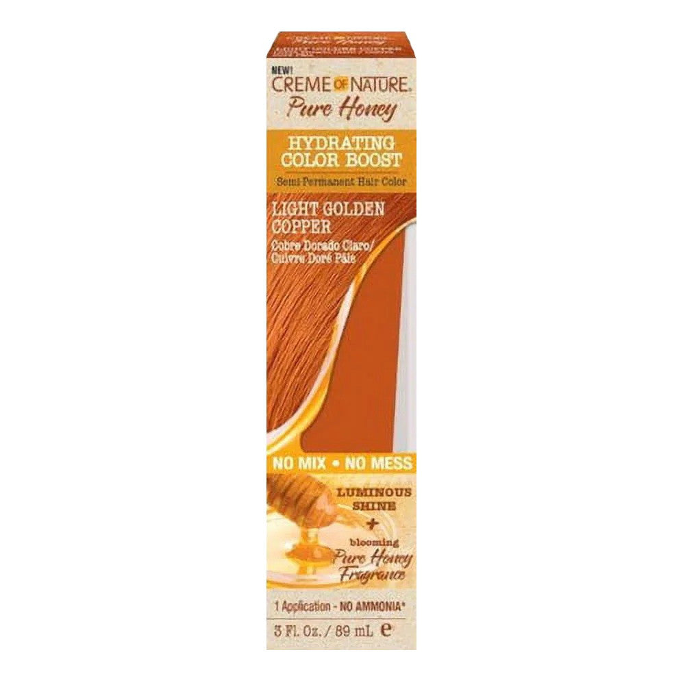 Creme Of Nature Pure Honey Hydrating Color Boost Semi Permanent Hair Color, Light Golden Copper, 3 Oz