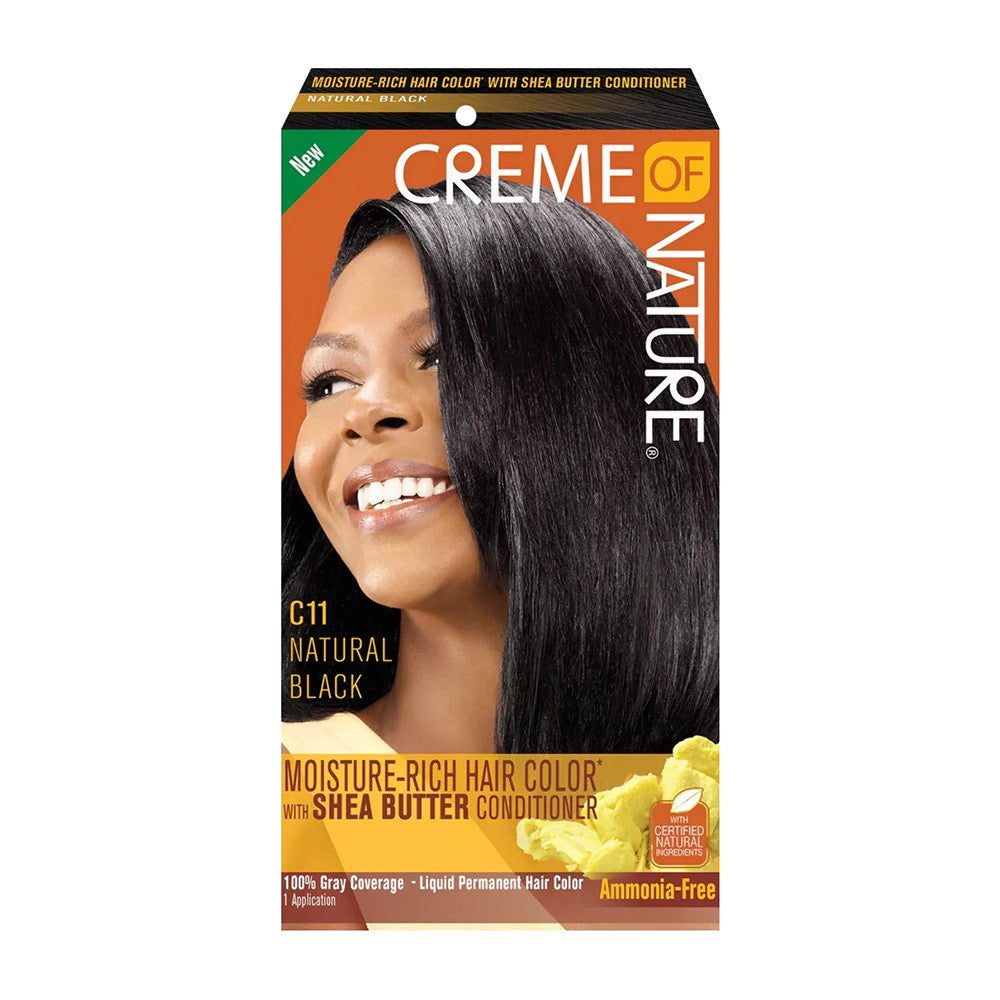 Creme of Nature Moisture Rich Hair Color with Shea Butter, C11 Natural Black, 1 Ea