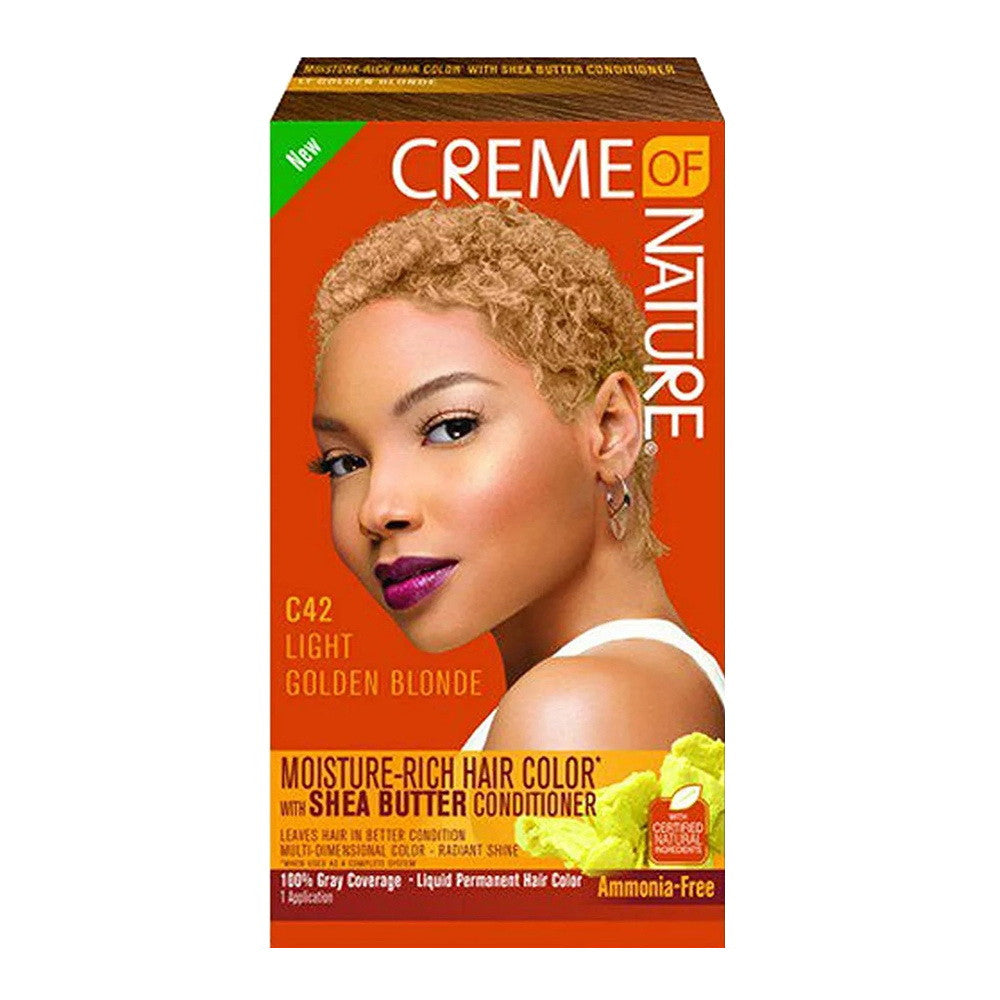 Creme of Nature Moisture Rich Hair Color with Shea Butter, C42 Light Golden Blonde, 1 Ea